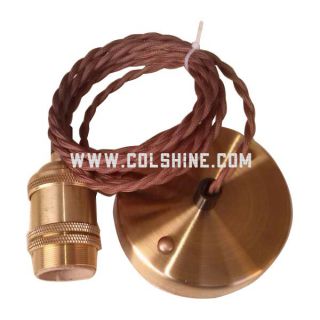 Metallic Pendant Light & Fabric Cable Set 