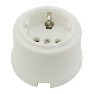 Porcelain Wall Socket with Earth Connection 16A 250V